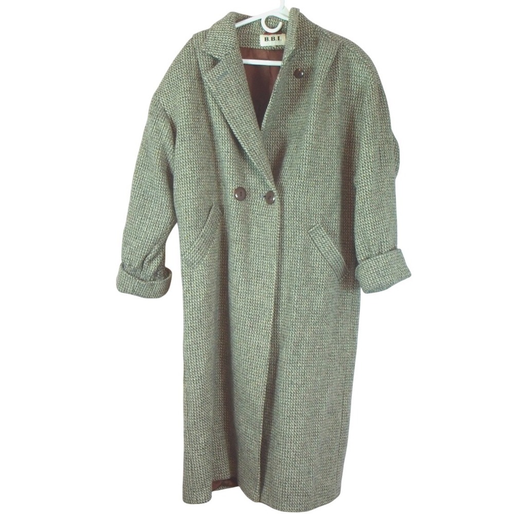 Vintage B.B.I Women's Long Button‎ Down Coat Jacket Size 12 Wool Blend